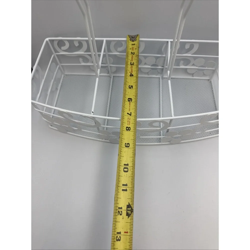 Wire Cooking Caddy White Wooden Handle (QVC?)  16.5